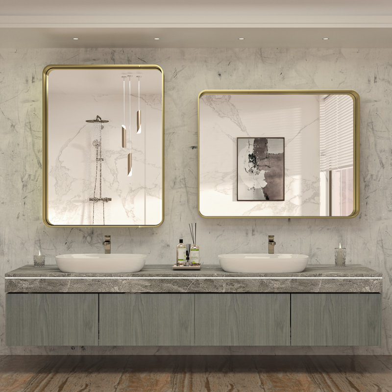 Miroir mural Brayner, 30 po x 36 po, Or
