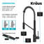 Robinet de cuisine KRAUS Oletto 2-en-1 de style commercial avec poignée rétractable et filtre à eau noir mat avec système de filtration sous-évier Purita-103150485