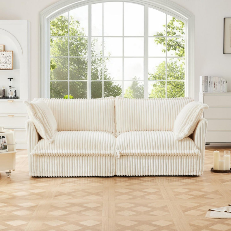 Canapé modulaire en velours côtelé crème