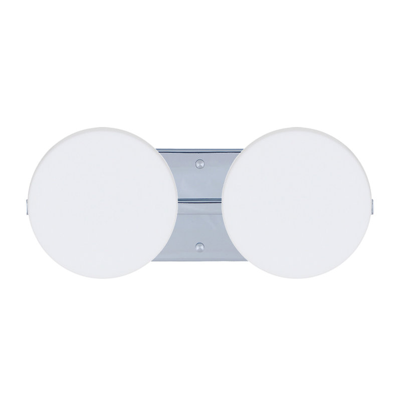 Éclairage pour meuble-lavabo 2 lumières Ciro, Nickel satiné, Opale matte, DEL
