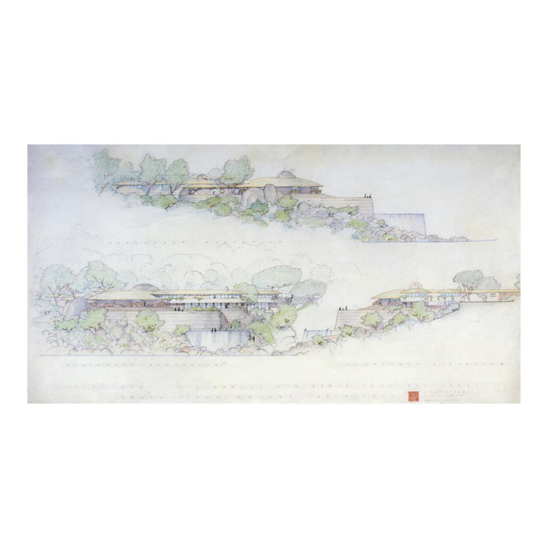 «Raul Bailleres House Acapulco Mexico (project)» par Frank Lloyd Wright - Estampe numérique, H 16 po x l 20 po