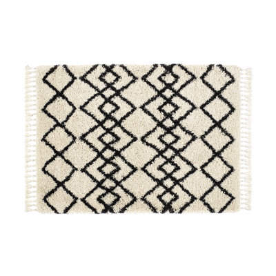 Peugeot Geometric Shaggy Ivory/Charcoal Rug