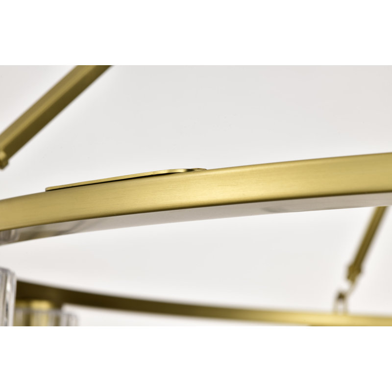 Gianna - Lustre - Finition - Verre transparent, H 25 po x l 40 po x P 40 po, Laiton rétro, 8 lumières