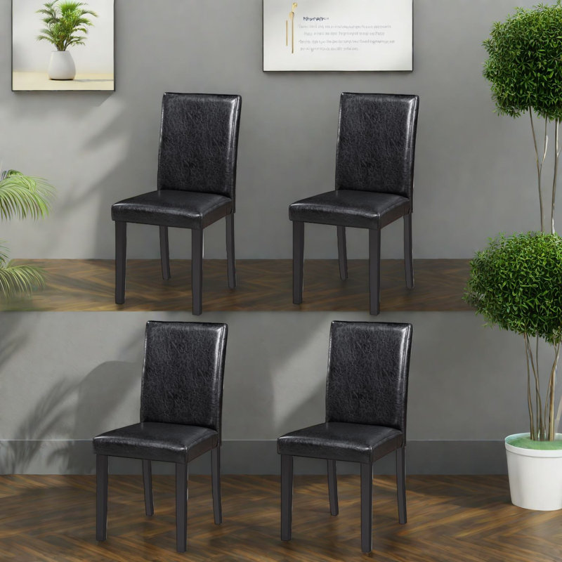 Ensemble de 4 chaises de salle à manger confortables et modernes en bois d'hévéa pour la cuisine
