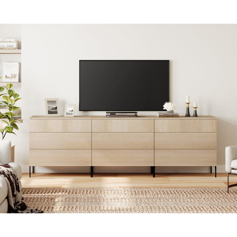 Union Rustic Modern 9 Drawer Dresser TV Stand For Tvs Up To 100 Inch, Reeded Entertainment Center, Wood TV Console With Storage For Living Room
