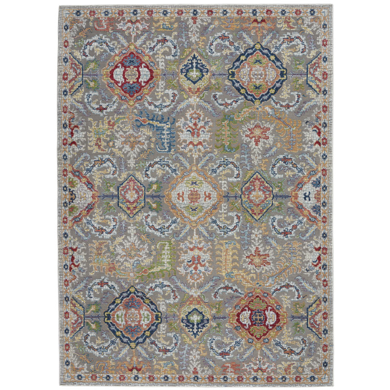 Tapis traditionnel gris Raymond, Rectangle 5 pi 3 po x 7 pi 6 po