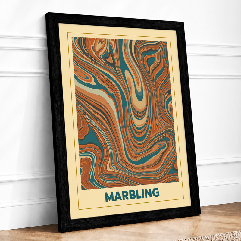 Fluid Marbling Forms Abstract - Print, A1 - 84.1 x 59.4 cm, Black