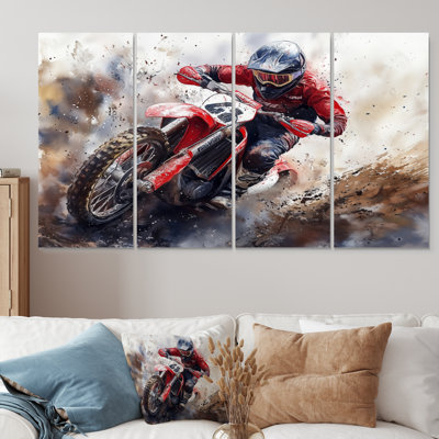 «Red Moto X Mayhem Accents With Black II», ensemble d'art mural sur toile