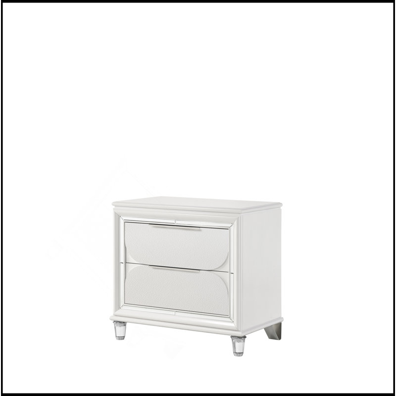 Table de chevet finition perle blanche