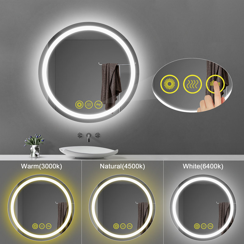Margareth Round Wall Mirror, 24" H x 24" W x 1.2" D
