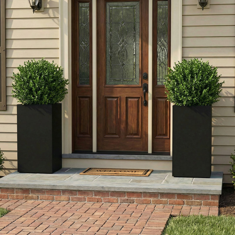 Jardinières rectangulaires en métal pour plantes d'extérieur, H 30 po x l 13 po x P 13 po