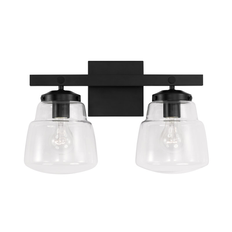 Éclairage de salle de bain à intensité variable 2 lumières Dillon, Noir mat
