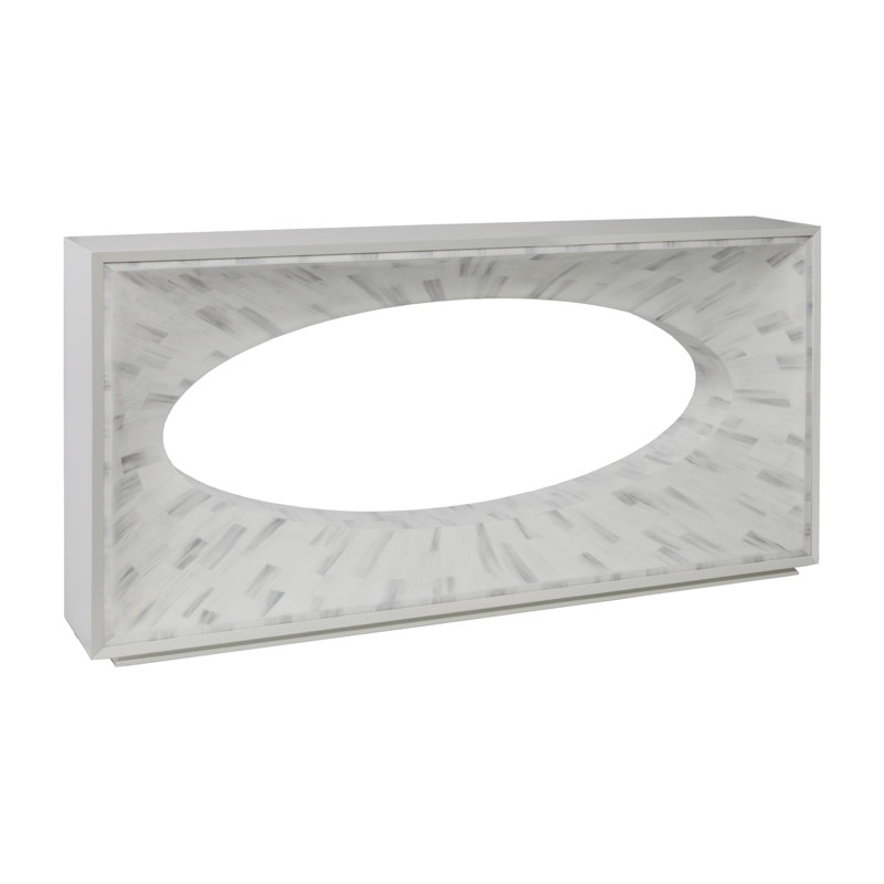 72" Gray and White Faux Horn Rectangular Console Table