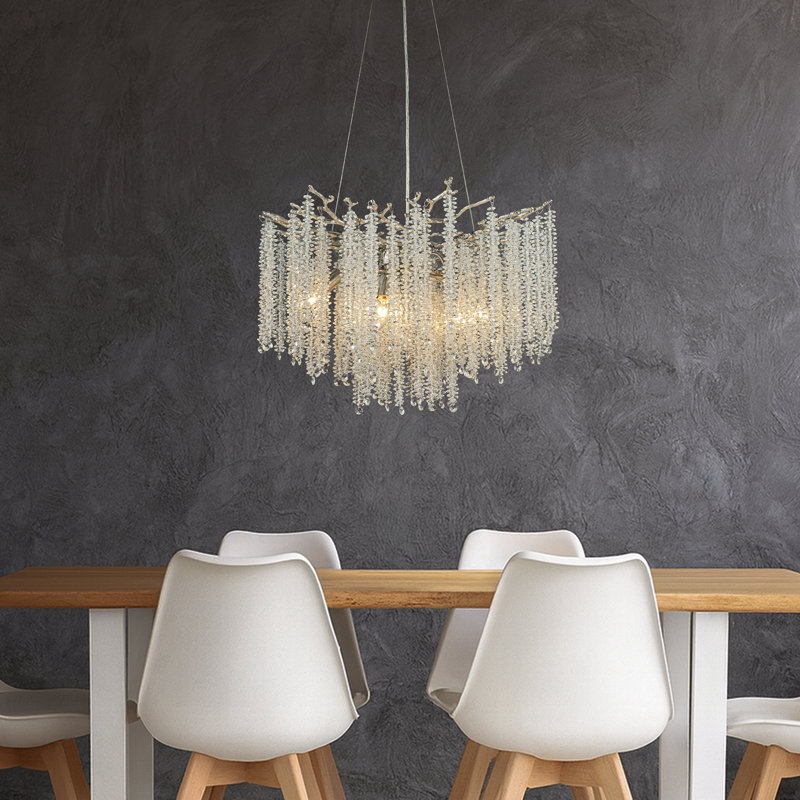 25'' Modern Glam Crystal Chandelier Antique Brass Branch Style 6-light Pendant Ceiling Light For Dining Room Bedroom Living Room Entryway