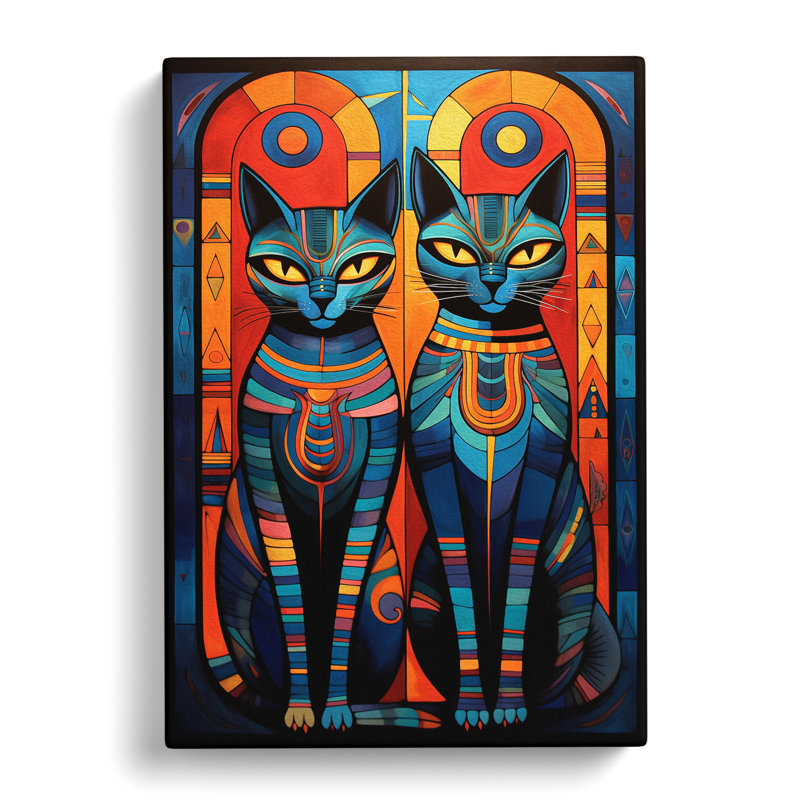 Egyptian Cat Symbolism - No Frame Print, 50cm H x 35cm W x 3cm D