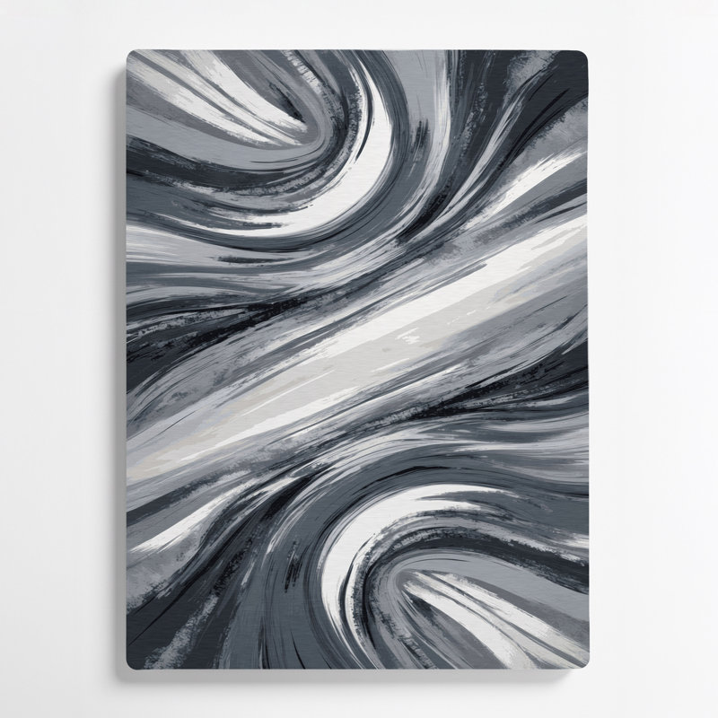 Abstrait paysage 87, art mural en métal noir