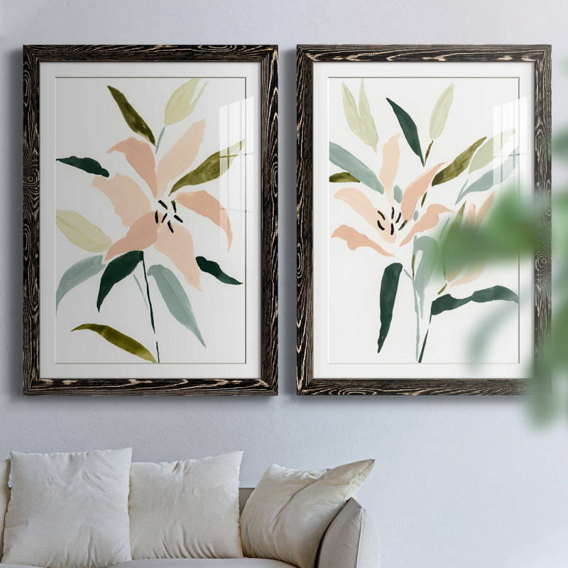 «Lily Abstracted I», ensemble de 2 reproductions d'art sur papier encadrées, H 43,5 po x l 31,5 po x P 1 po