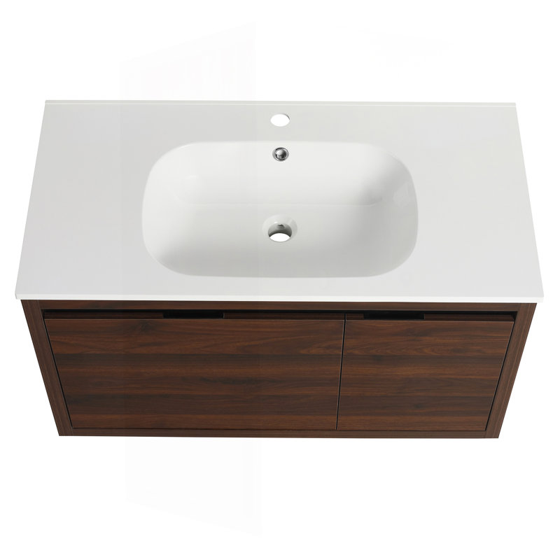 Meuble-lavabo 36 po avec lavabo en gel, Noyer de Californie