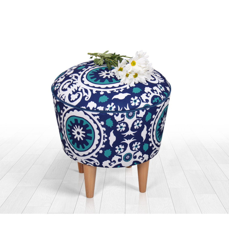 Almamy 42cm Wide Round Floral Footstool Ottoman