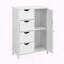 Armoire de rangement blanche avec tablette réglable et tiroirs
