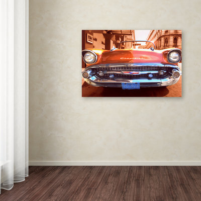 " Wrapped Canvas Wall Art - Masters Fine Art '1957 Chevy' Wall Art For Living Room, Bedroom, Or Office Décor - 12x19 "