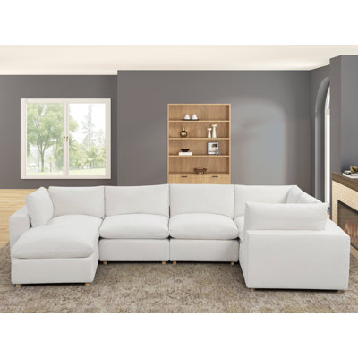 Canapé modulaire beige avec repose-pieds XL Cloud
