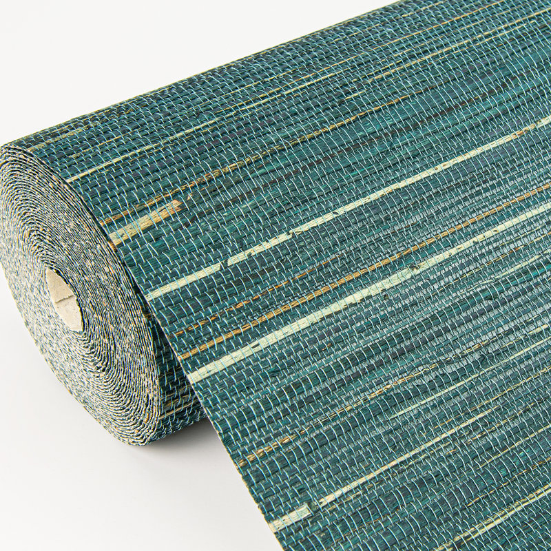 Loom Abstract Grass Cloth Wallpaper Roll, Teal, 20.5" W x 33' L