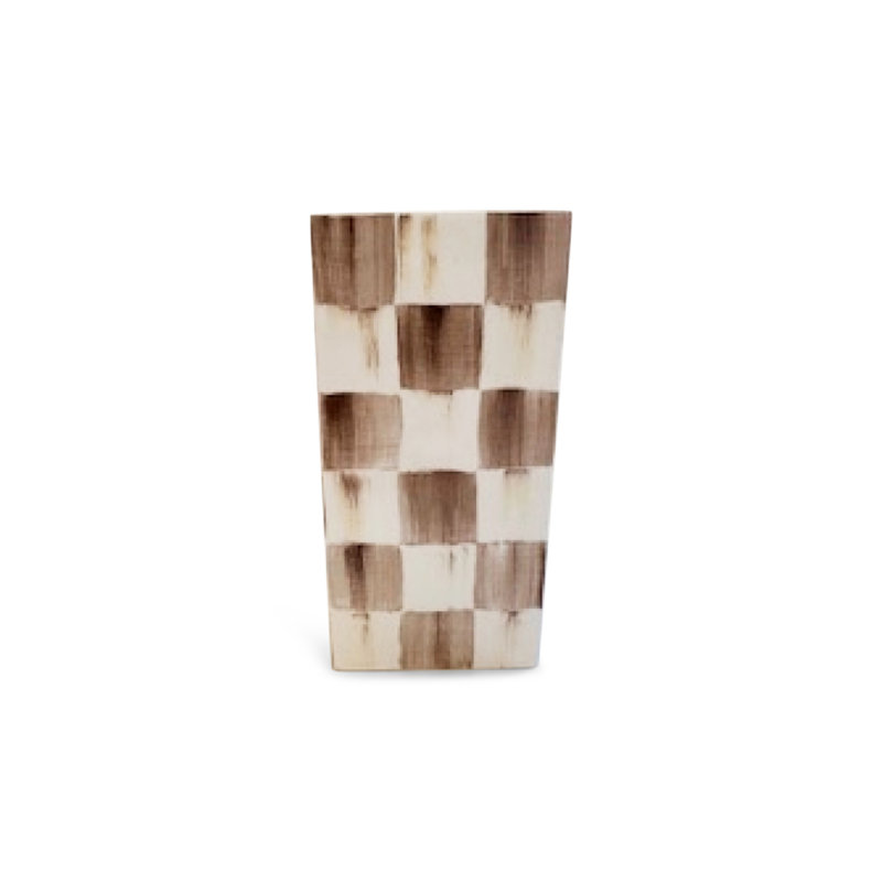 Courtly Check Small Pillar Vase, Brown/White