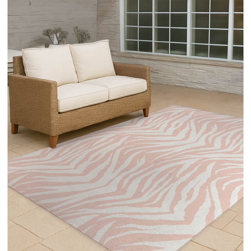 Zebra Patch Non-Slip Outdoor Rug, Rectangle 4' x 6'