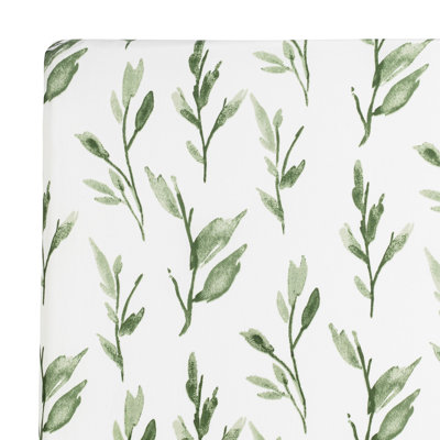 Greenguard Gold Certified Plants & Flowers Floral Cotton and Satin - Piece Standard Crib Fitted Sheet