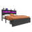Upholstered Storage Bed With 2 Storage Drawers, LED Headboard & Charging Station-1214450859
