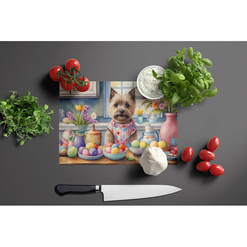 Decorating Easter Cairn Terrier Glass Cutting Board