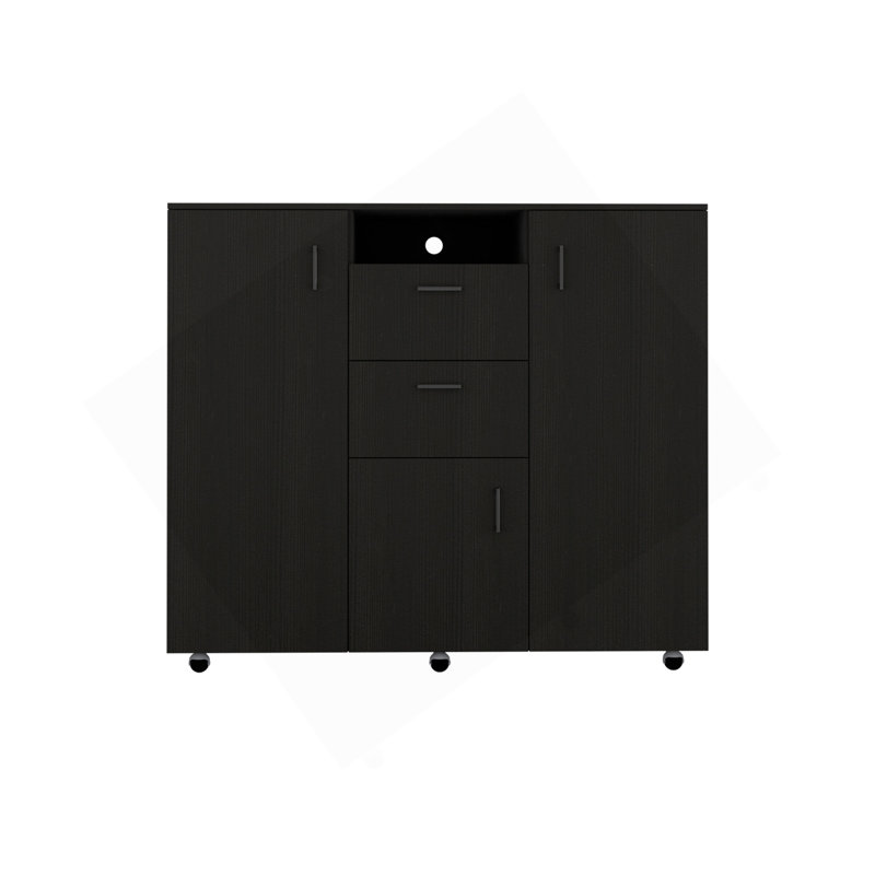 Commode à double porte Quizz, chambre à coucher, noir