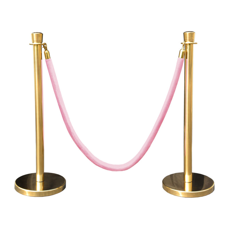 Poteau de contrôle pour foules de luxe (2 plateaux coniques dorés / base plate + corde de 6 pi), Or / rose