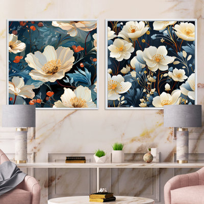 Hoskin - Ensemble de 2 collages carrés botaniques abstraits