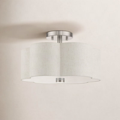 Copper Linen Blend Semi Flush Mount