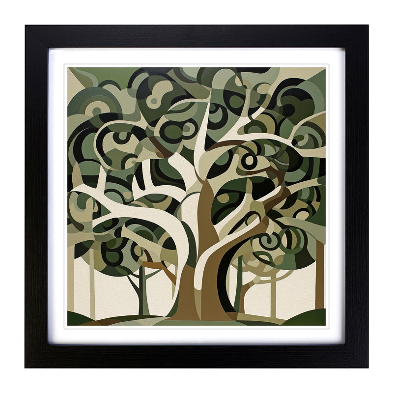 Oak Tree Constructivism No.2 - Framed Print, Black