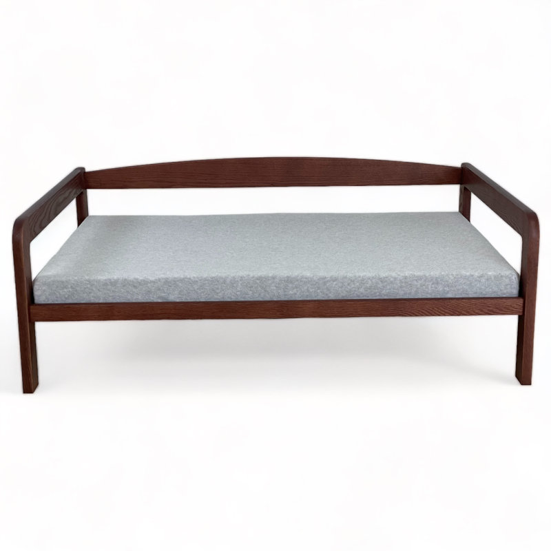 Ayra Pets Elevated Dog Bed, Solid Wood, Mocha Mattress, Finish, Small, Extra Large (44" W x 29" D x 15" H), Mahogany/Grey