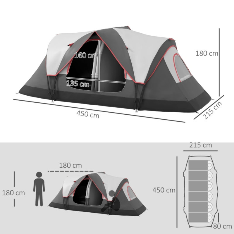 6 Person Tent, Grey