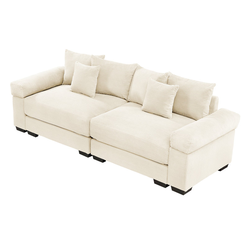 Coussin modulaire surdimensionné de 92 po avec accoudoirs extra larges en velours côtelé modulaire Cloud