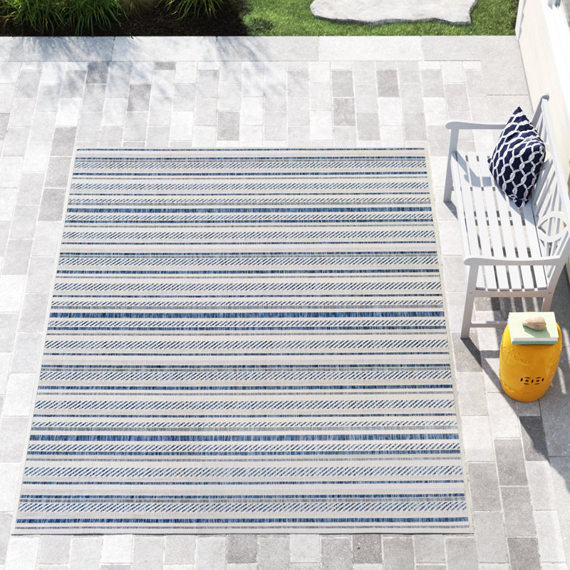 Tapis rayé intérieur / extérieur Bellino, Rectangle 7 pi 10 po x 10 pi 2 po