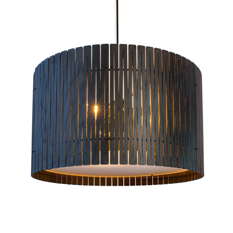 Kerflights D6 Drum Pendant Wood Blackened Ash, Blackened Ash