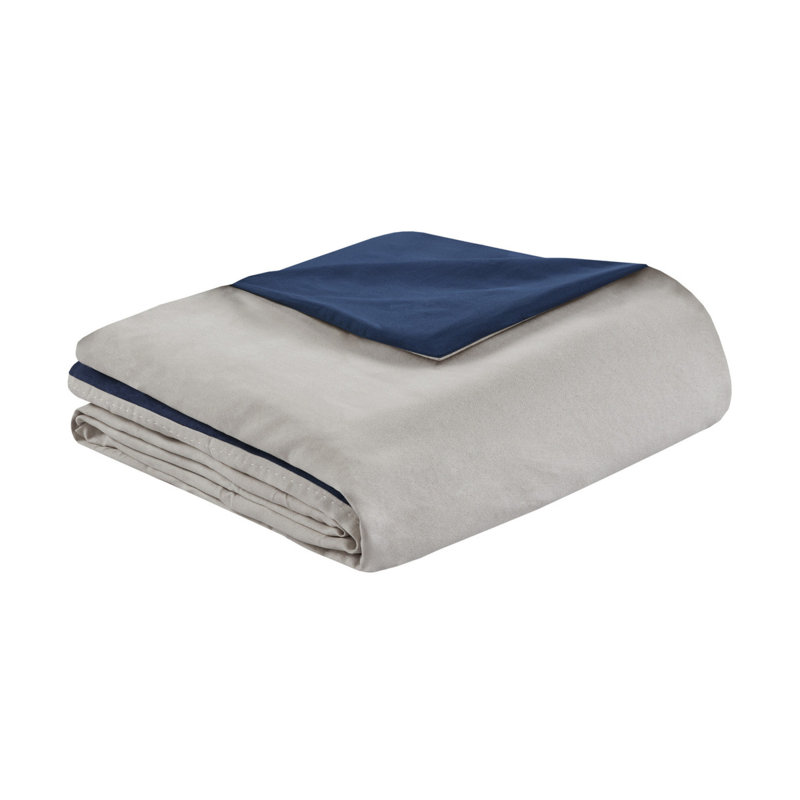 Ensemble de literie moderne en faux suède, grand lit 7 pièces en bleu avec édredon hypoallergénique
