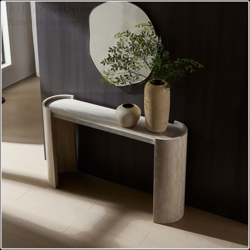 Narrow Console Table with Faux Mars Marble Pattern