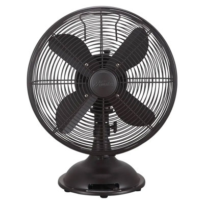 Hunter 90407 12" All Metal Retro Oscillating Table Fan W/ 3 Speeds, Onyx Copper