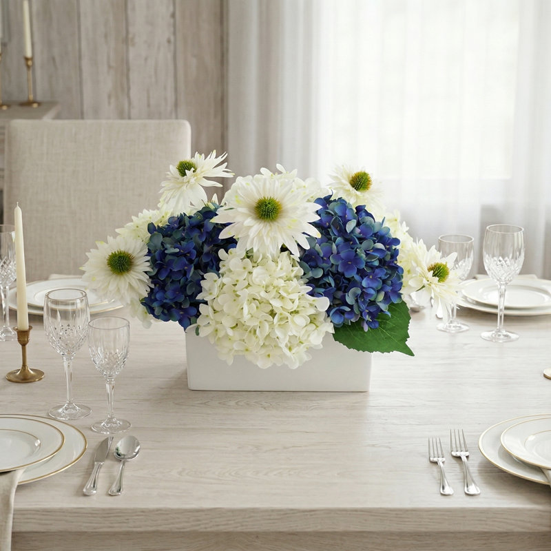Hydrangeas and Rudbeckias in Ceramic Pot