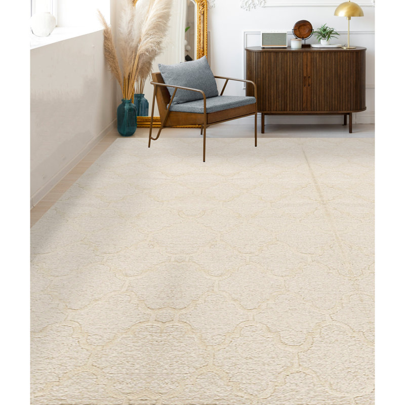 Himalayan Cotton Geometric Area Rug in Beige