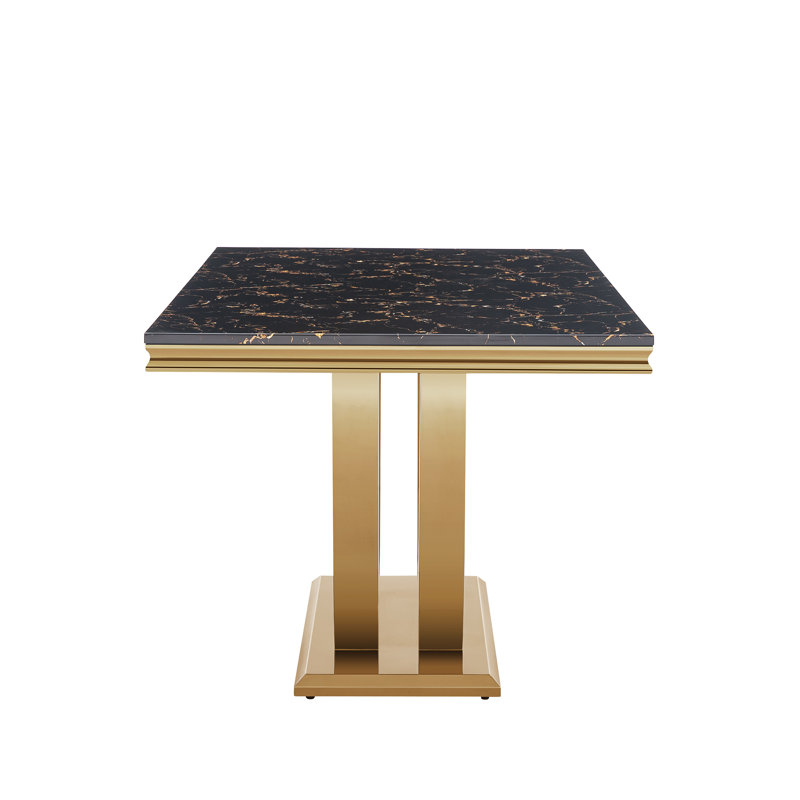 7 - Piece Dining Set, Black/White/Gold