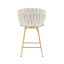 Ensemble de 2 tabourets de bar modernes en velours tressé avec structure en métal et dossier tissé-769550774