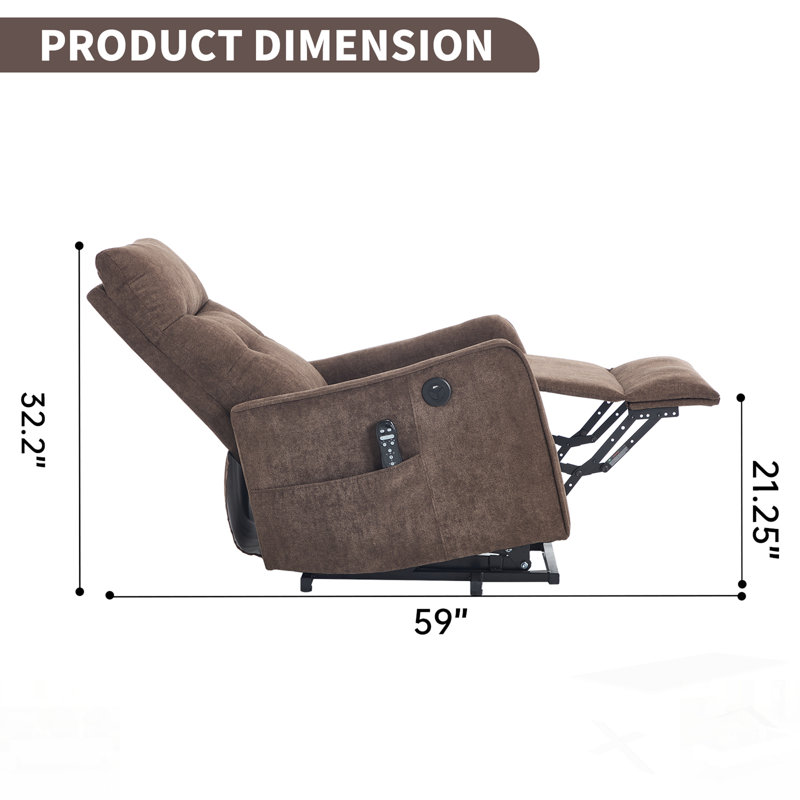 Fauteuil inclinable électrique Chenille, Brun